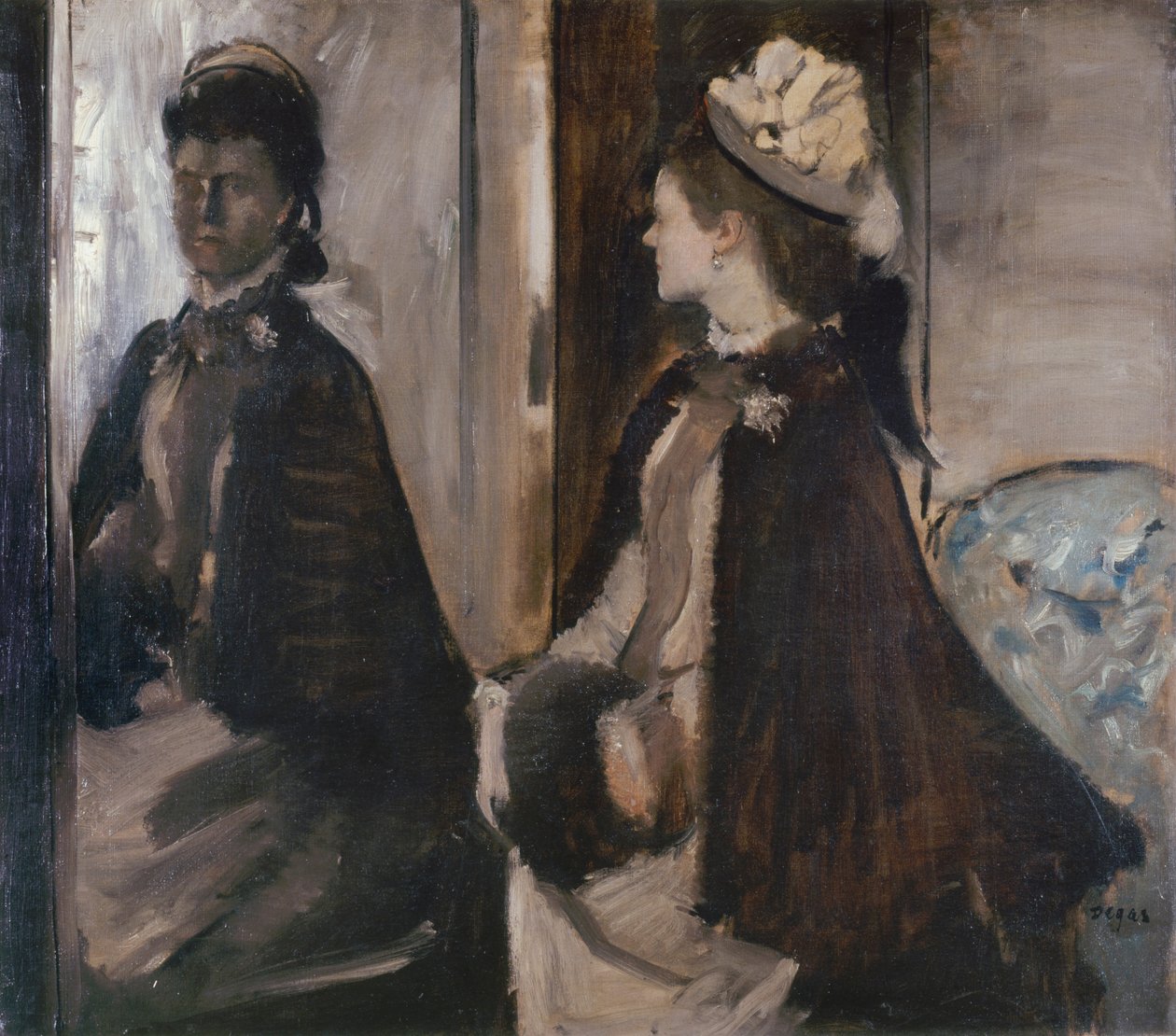 Mrs Jeantaud i spegeln, ca. 1875 av Edgar Degas