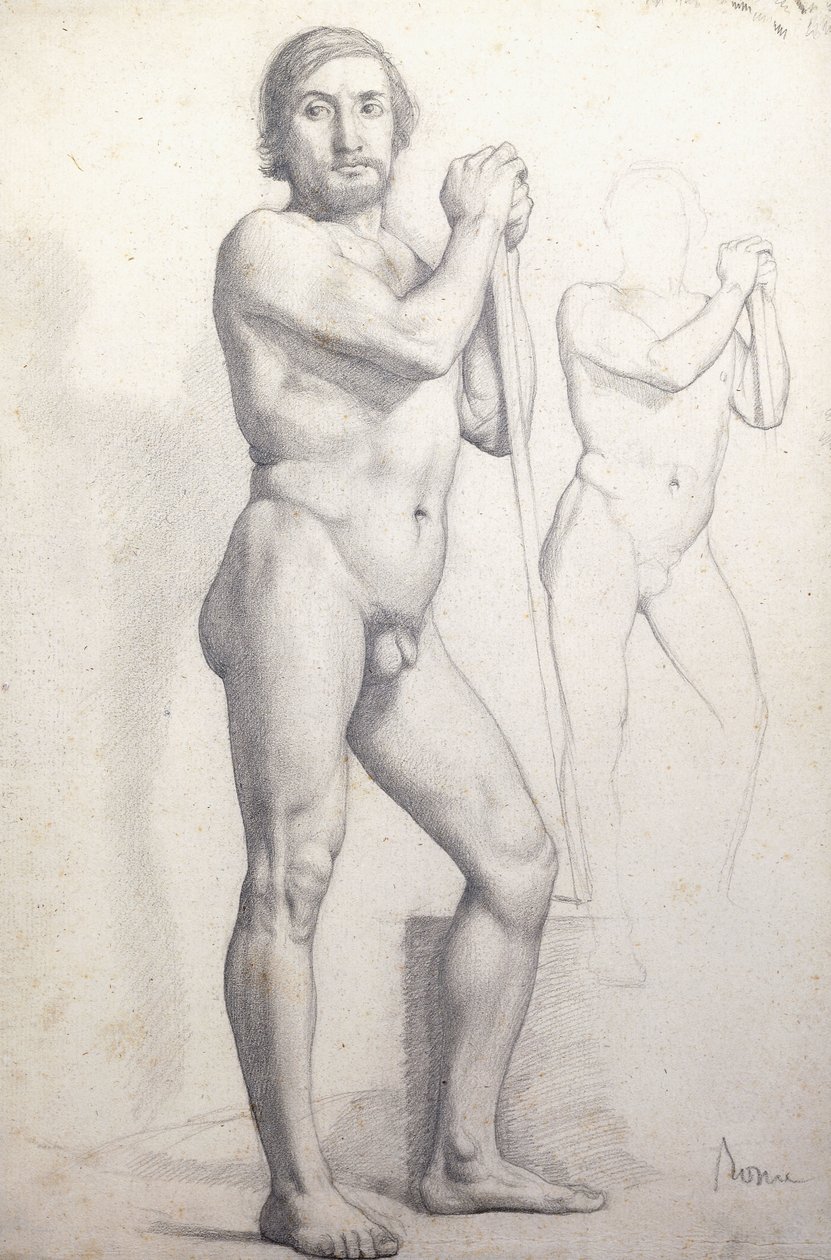 Naken man Stående; Homme nu Debout, c.1856 av Edgar Degas