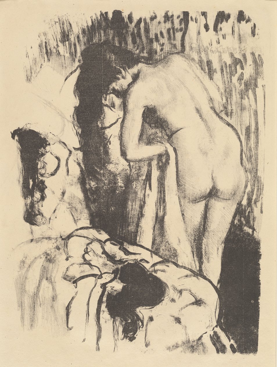Naken kvinna som står och torkar (Femme nue debout, a sa toilette), ca 1890 av Edgar Degas