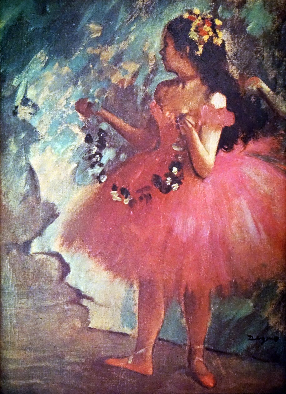 Målning med titeln Dancer in a Rose Dress av Edgar Degas av Edgar Degas