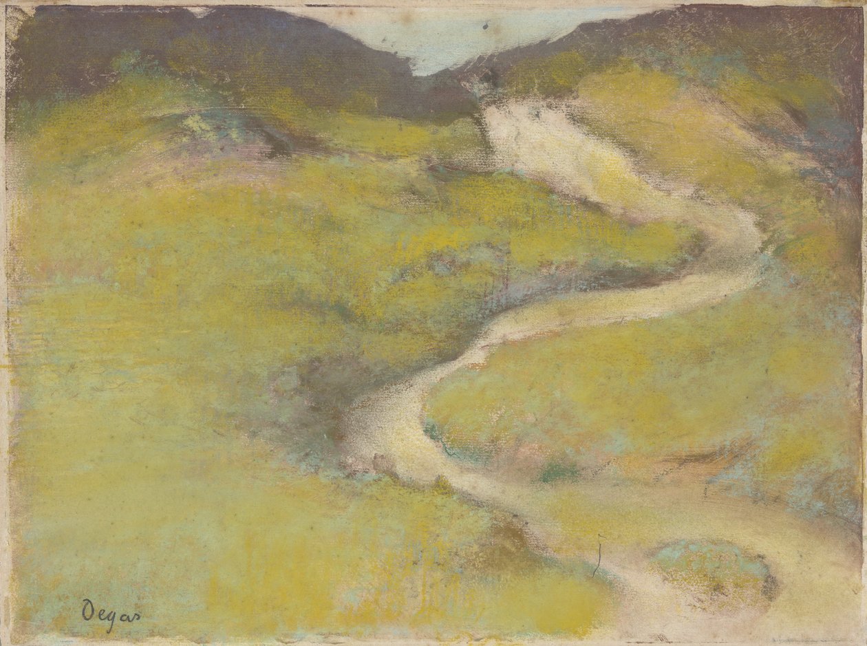 Pathway in a Field, 1890 (pastell över monotypi i oljor) av Edgar Degas