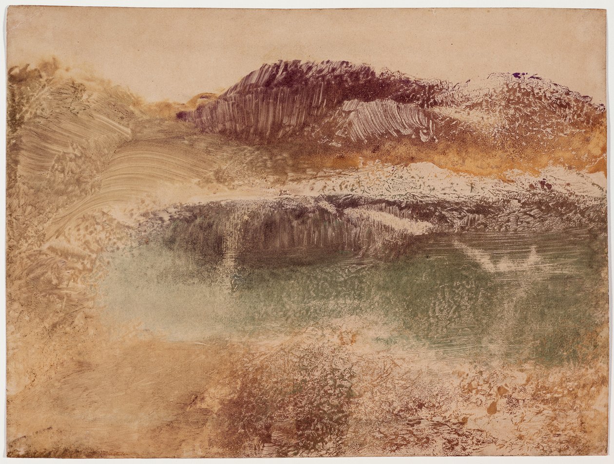 Paysage Roux, ca 1890 (monotyp på papper) av Edgar Degas