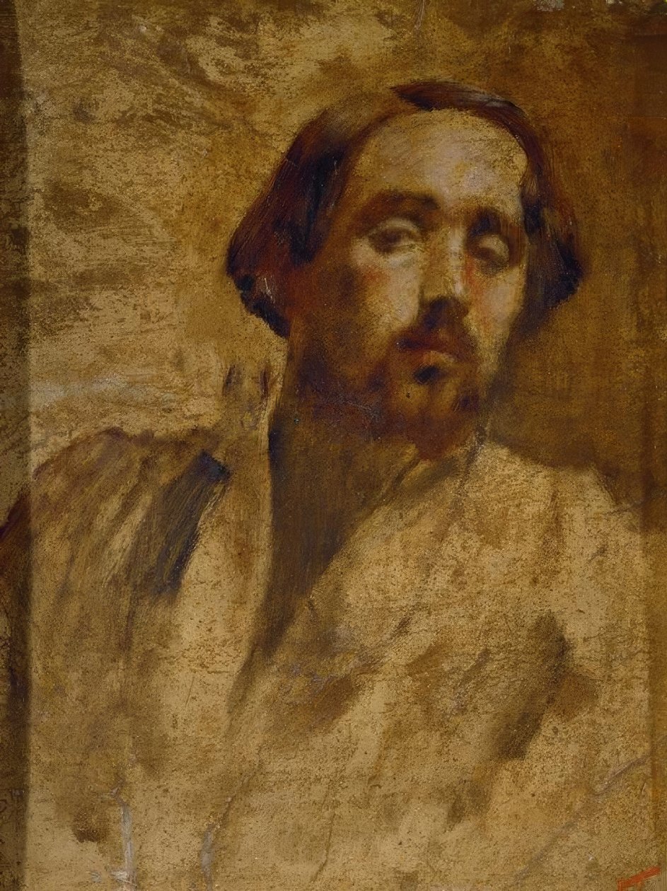 Porträtt av konstnären i en verkstadsblus av Edgar Degas