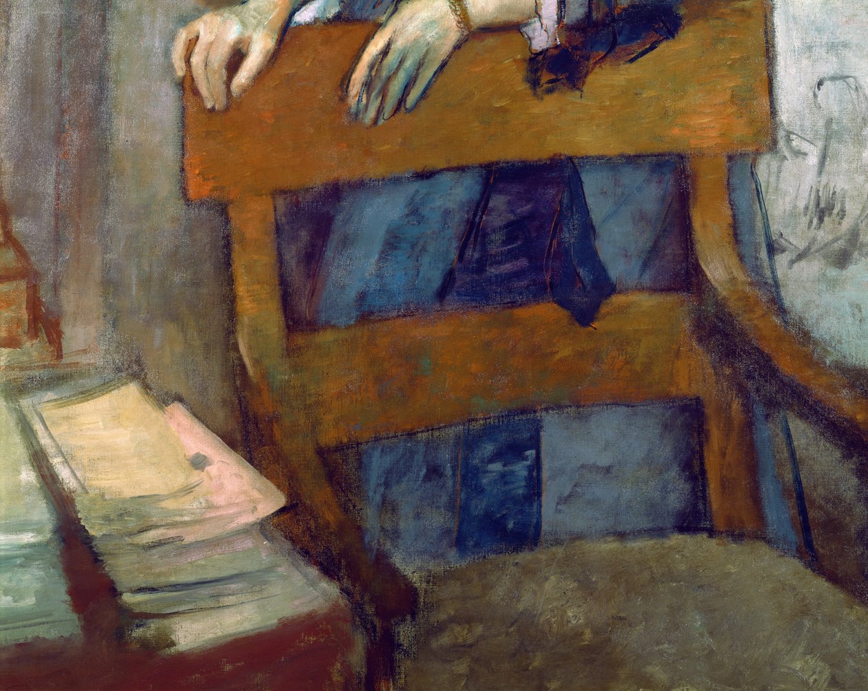 Porträtt av Helene Rouart i hennes faders studie, detalj av stolen, ca 1886 (detalj av 9968) av Edgar Degas