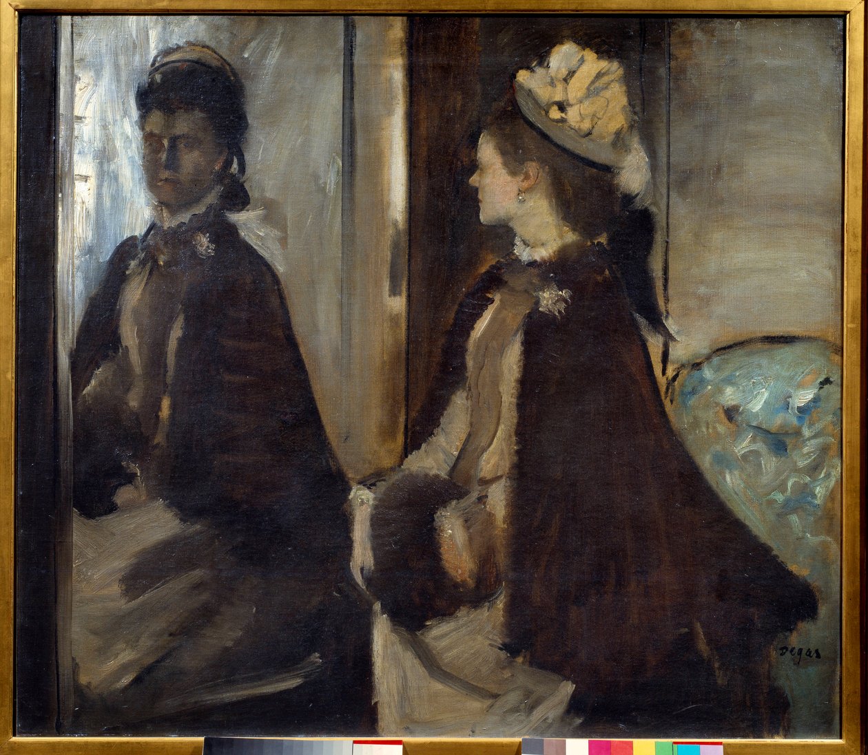 Porträtt av Madame Jeantaud (1851 - 1929) i spegeln. Målning av Edgar Degas (1834-1917) av Edgar Degas