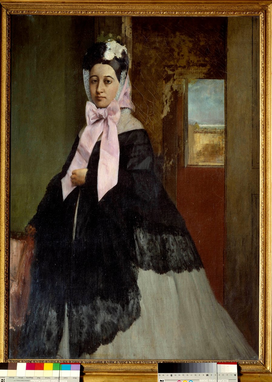 Porträtt av Therese Degas, syster till konstnären Målning av Edgar Degas (1834-1917) 1863 Sön. 0,89 x 0,67 m Paris, musee d