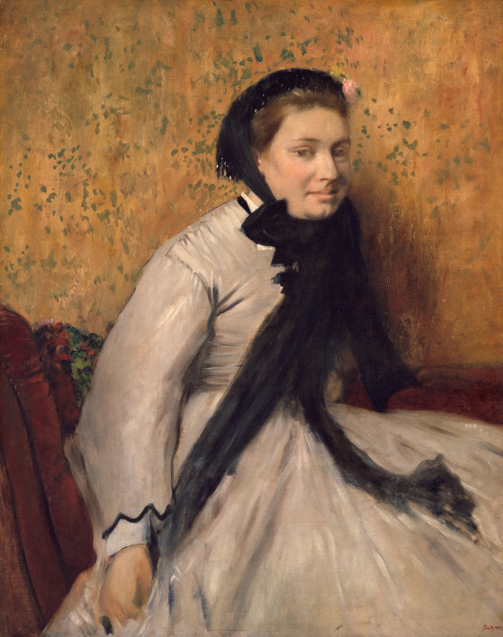 Porträtt av en kvinna i grått, ca. 1865. av Edgar Degas