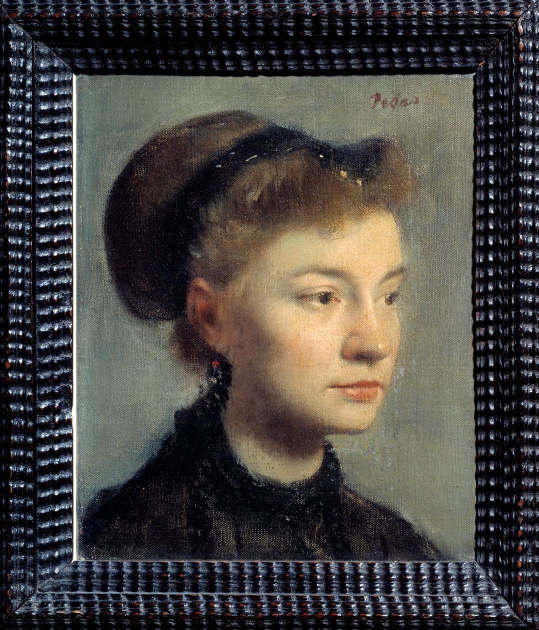 Porträtt av en ung kvinna målning av Edgar Degas (1834-1917). 1867. Dim. 0,27x0,22 m. Paris, Musée d