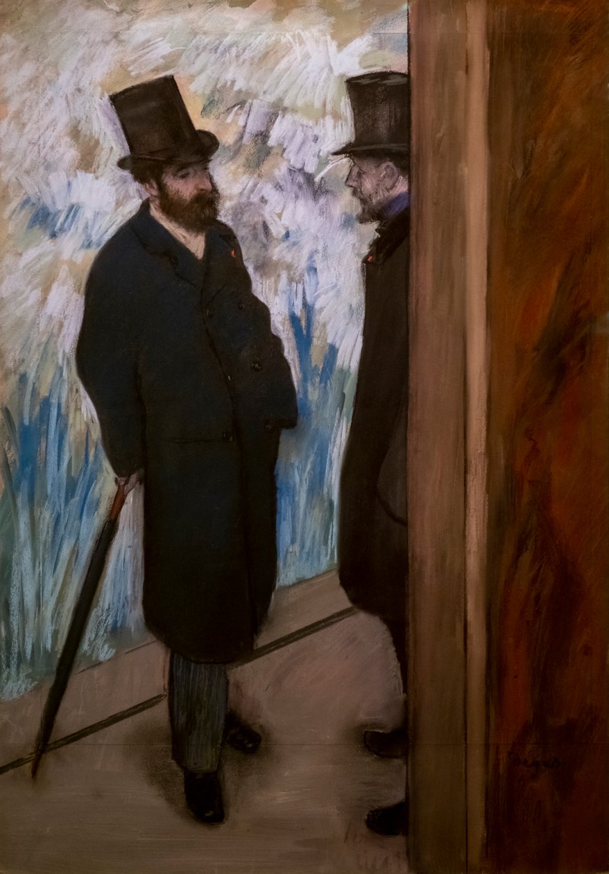 Porträtt av vänner, på scenen (även känt som "Porträtt av Ludovic Halevy och Albert Boulanger-grottan"). 1879. Pastell på papper. av Edgar Degas