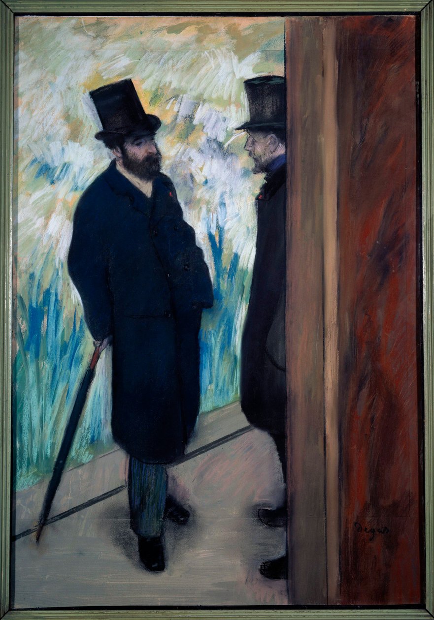 Porträtt av dramatikern och librettisten Ludovic Halevy och Albert Boulanger-Cave bakom kulisserna på Opera Pastel av Edgar Degas (1834-1917) 1879 Sön. 0,75x0,55 m Paris, musee d