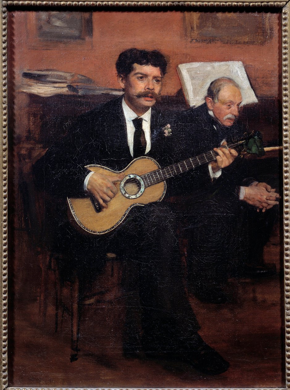 Porträtt av Lorenzo Pagans (1838-1883) spansk tenor och Augustus De Gas (1807-1874) far till konstnären. Målning av Edgar Degas (1834-1917) av Edgar Degas