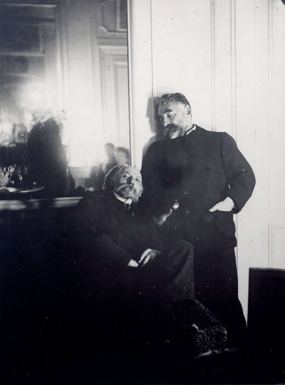 Porträtt av poeten Stephane Mallarme (1842-1898) och målaren Auguste Renoir (1841-1919). Fotografiskt påbud av Edgar Degas (1834-1917) 1895 Paris, Jacques Doucet bibliotek av Edgar Degas