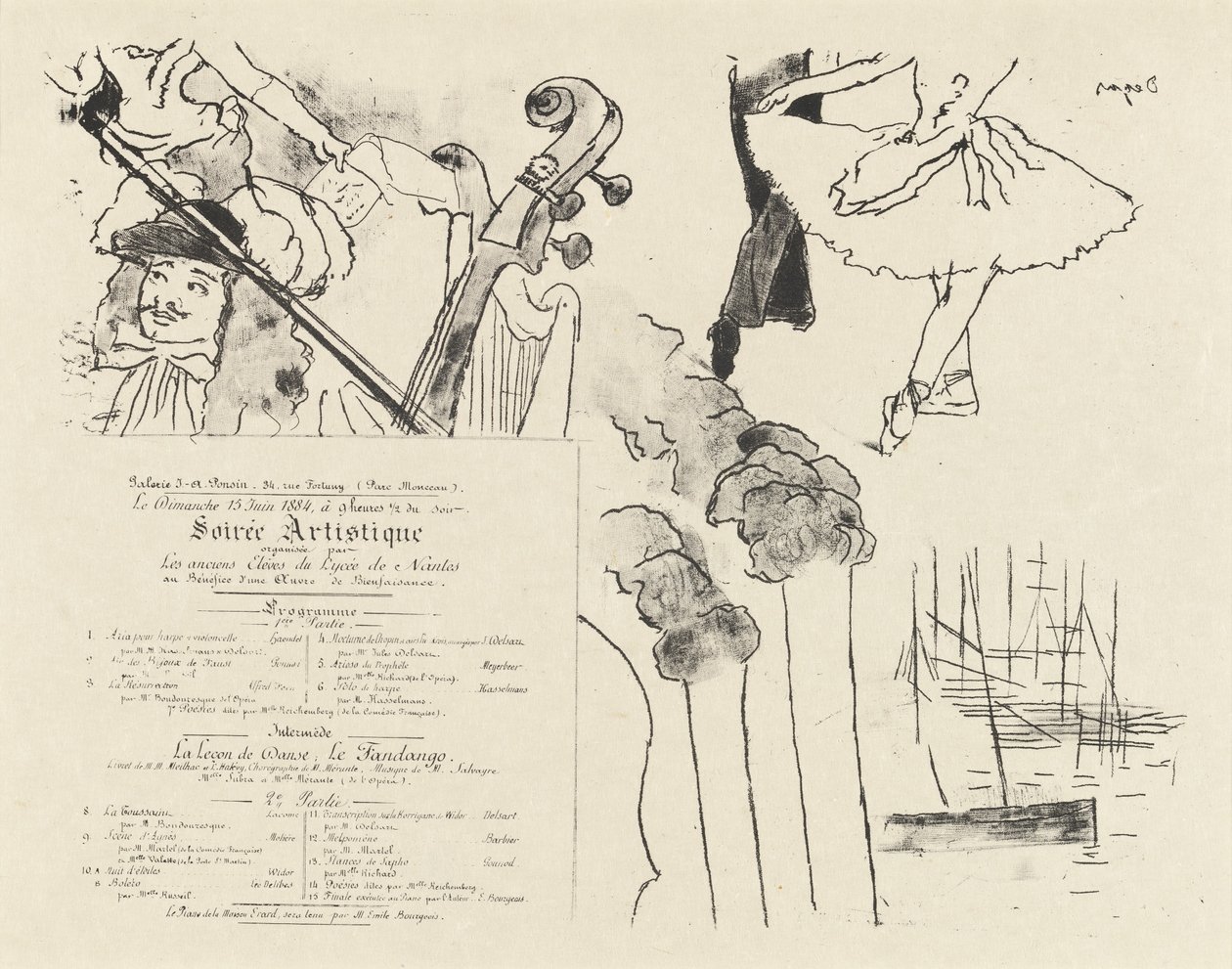 Program för den konstnärliga soaréen Program för kvällen för tidigare studenter vid Lycée de Nantes, 18 av Edgar Degas