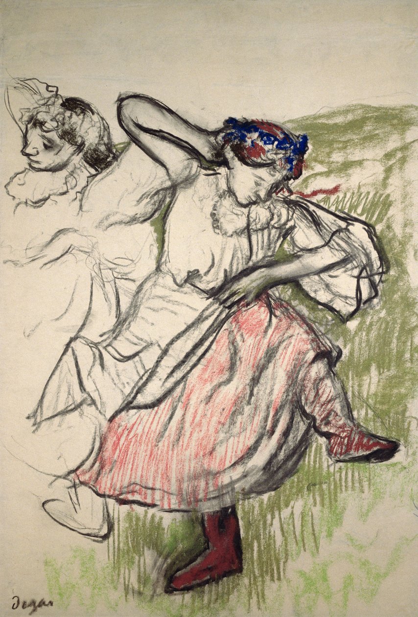Ryska dansare, ca 1899 (kol och pastell på kalkerpapper) av Edgar Degas