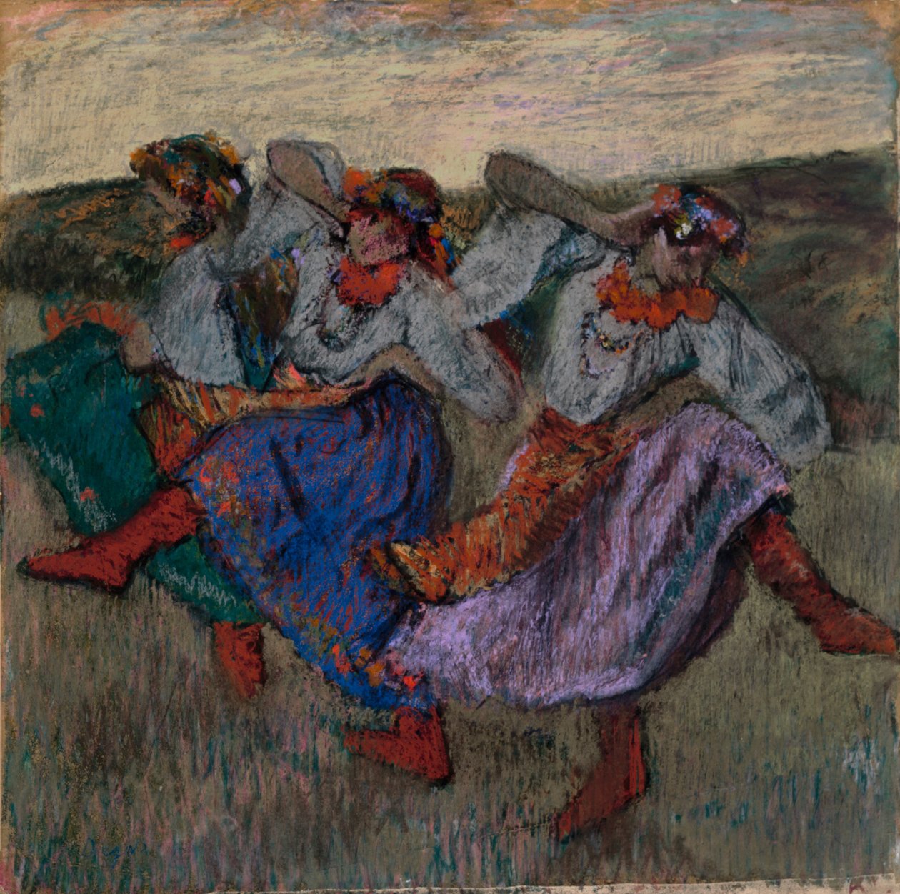 Ryska dansare, ca 1899 (pastell på kalkerpapper monterad på kartong) av Edgar Degas