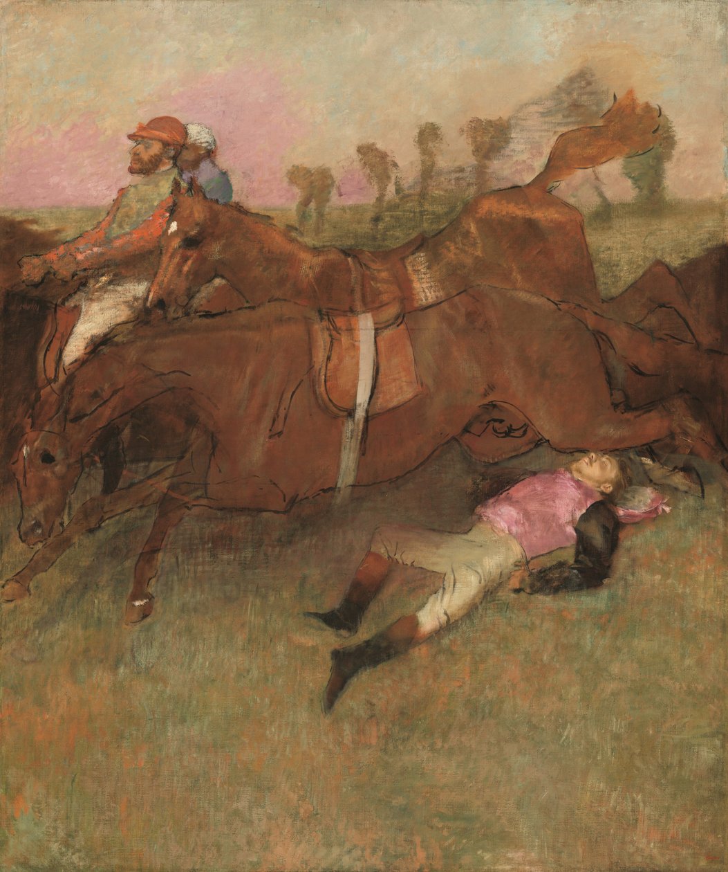 Scen från Steeplechase: The Fallen Jockey, 1866, omarbetad 1880-1881 och ca. 1897. av Edgar Degas