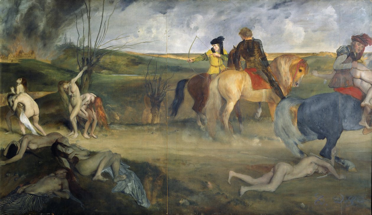 Krigsscen under medeltiden, ca 1865 (olja på duk) av Edgar Degas