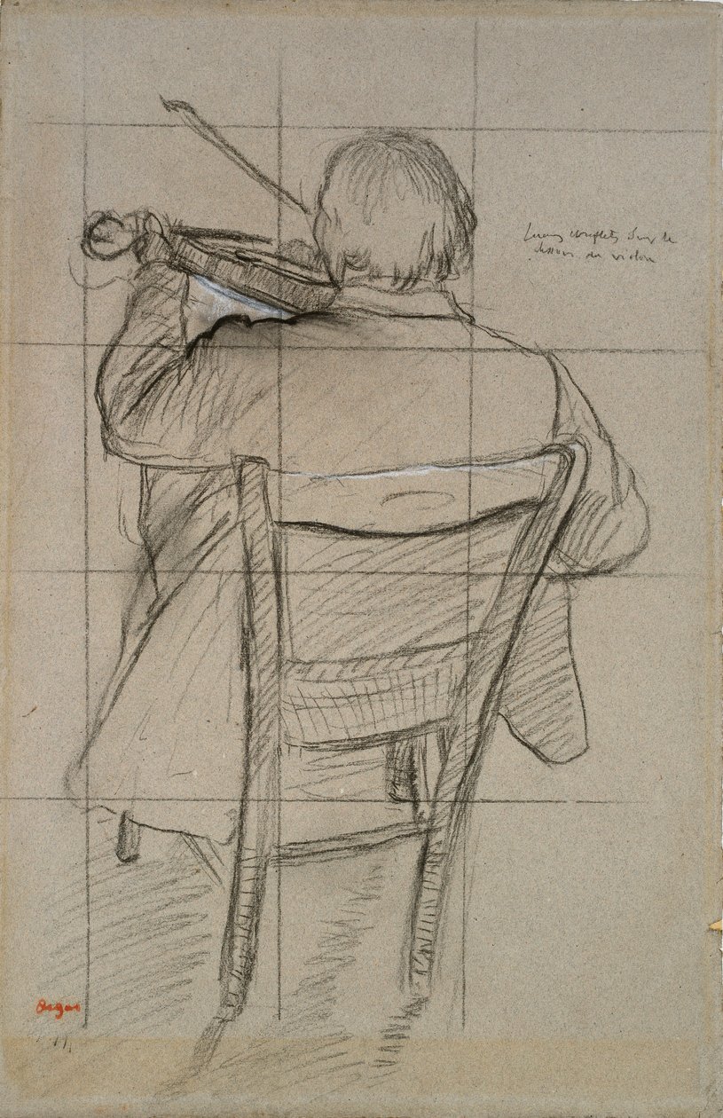 Sittande violinist sedd bakifrån, 1875-1876 av Edgar Degas