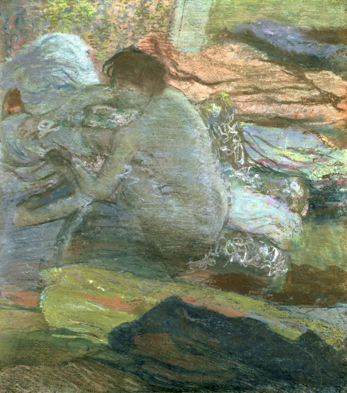 Sittande kvinna som torkar sina fötter, c.1893 av Edgar Degas