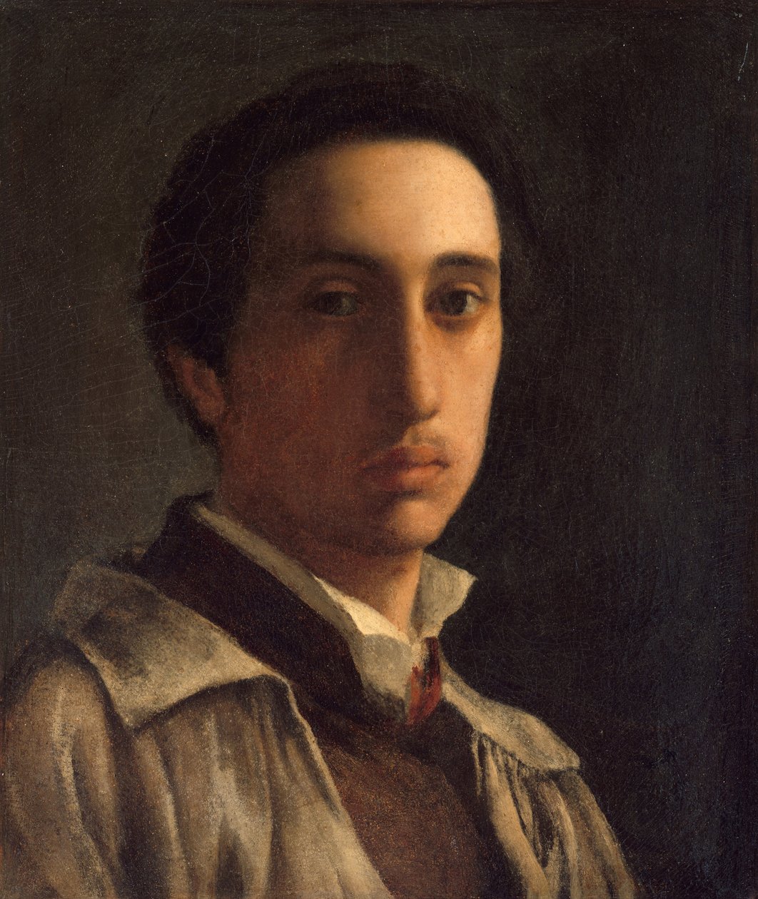 Självporträtt, ca 1855-56 (olja på papper, nedlagd på duk) av Edgar Degas