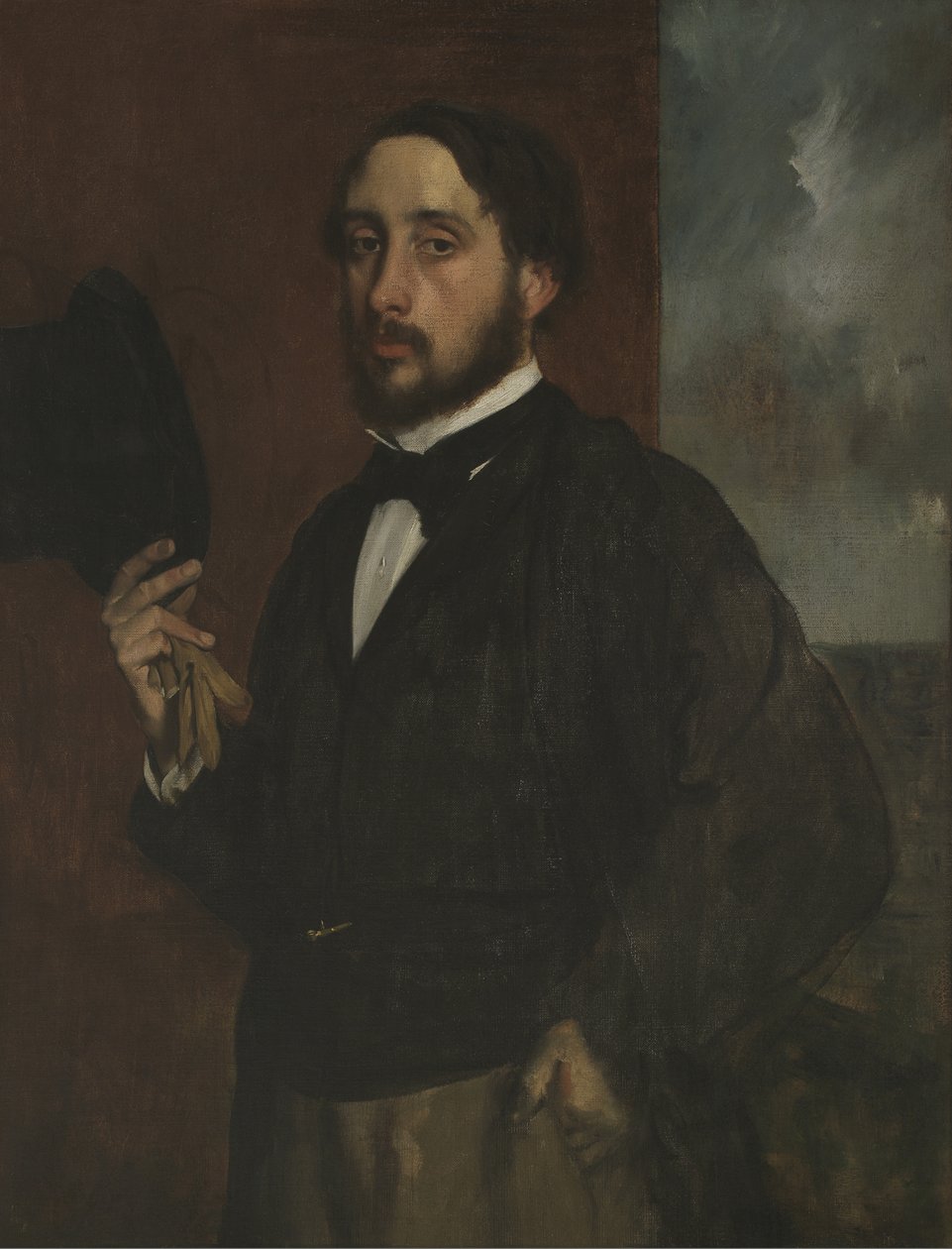 Självporträtt med upphöjd hatt, ca 1863 av Edgar Degas