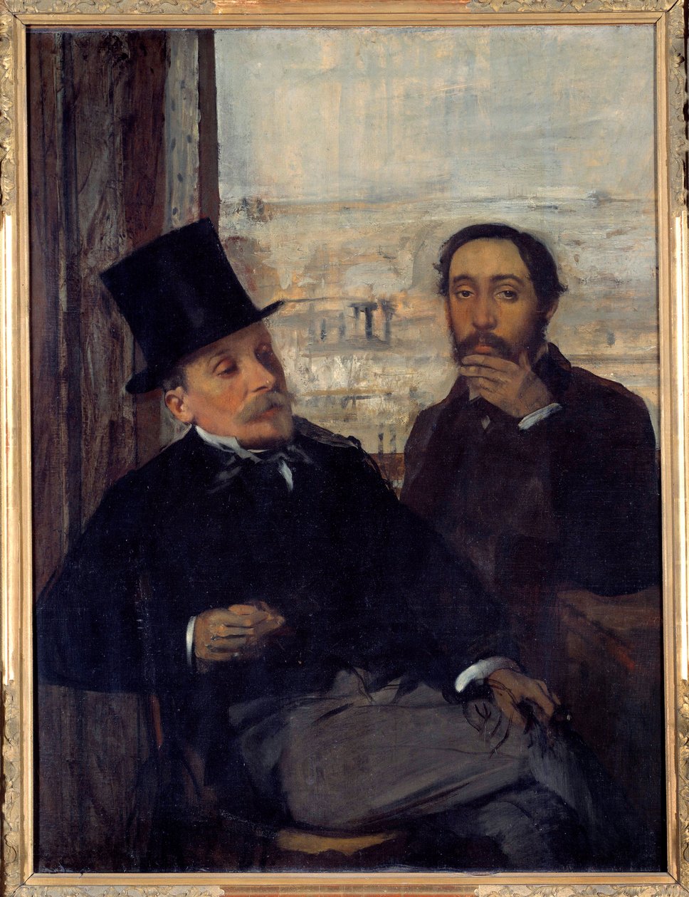 Självporträtt med målaren Evariste de Valernes (1816-1896) Edgar Degas representerade sig själv till höger. Målning av Edgar Degas (1834-1917) 1865 sön. 1,16x0,89 m Paris, musee d