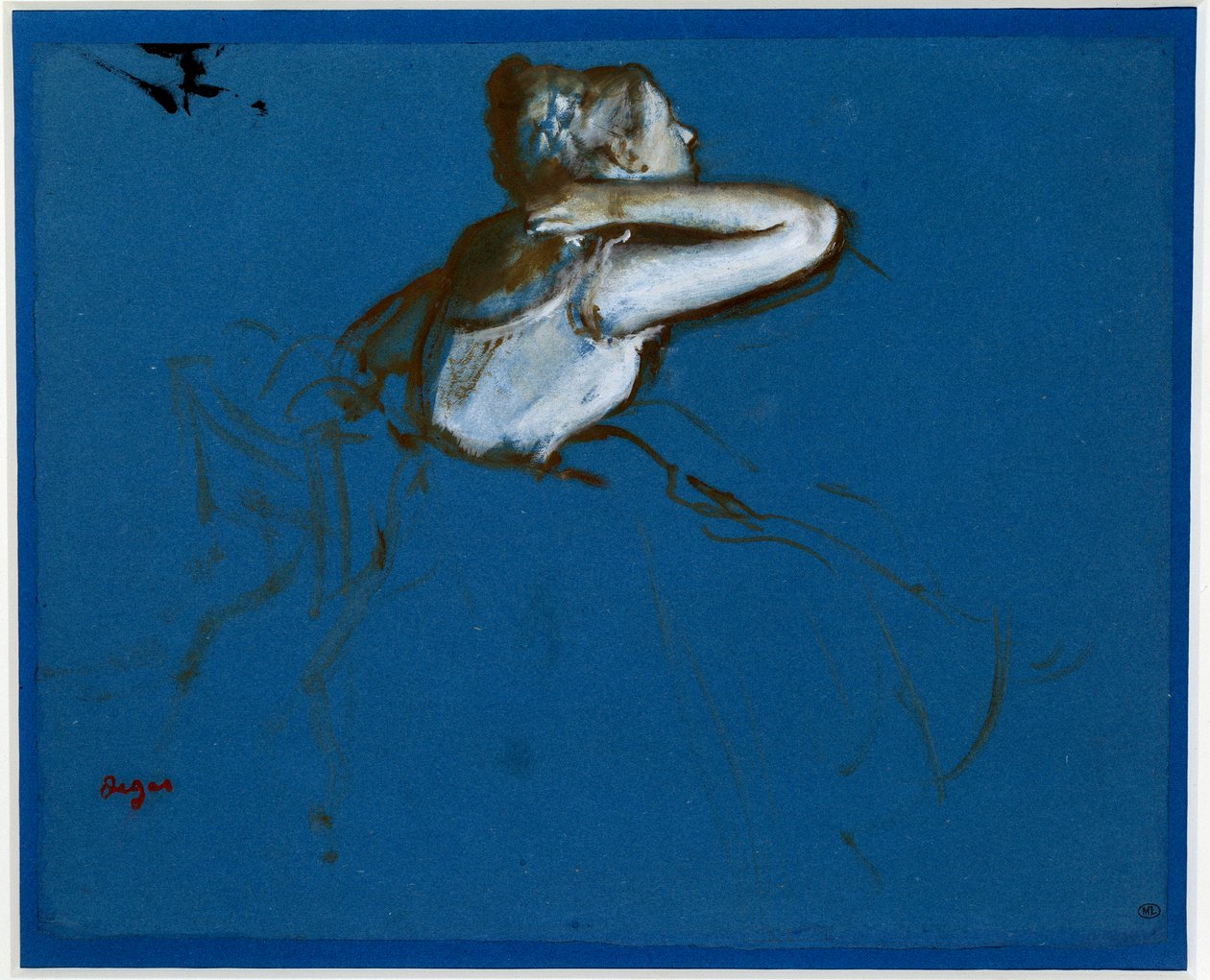 Sittande dansare vände höger Essence på blått papper av Edgar Degas (1834-1917) 1873 Dim. 0,23 x 0,29 m Paris. Orsay museum av Edgar Degas