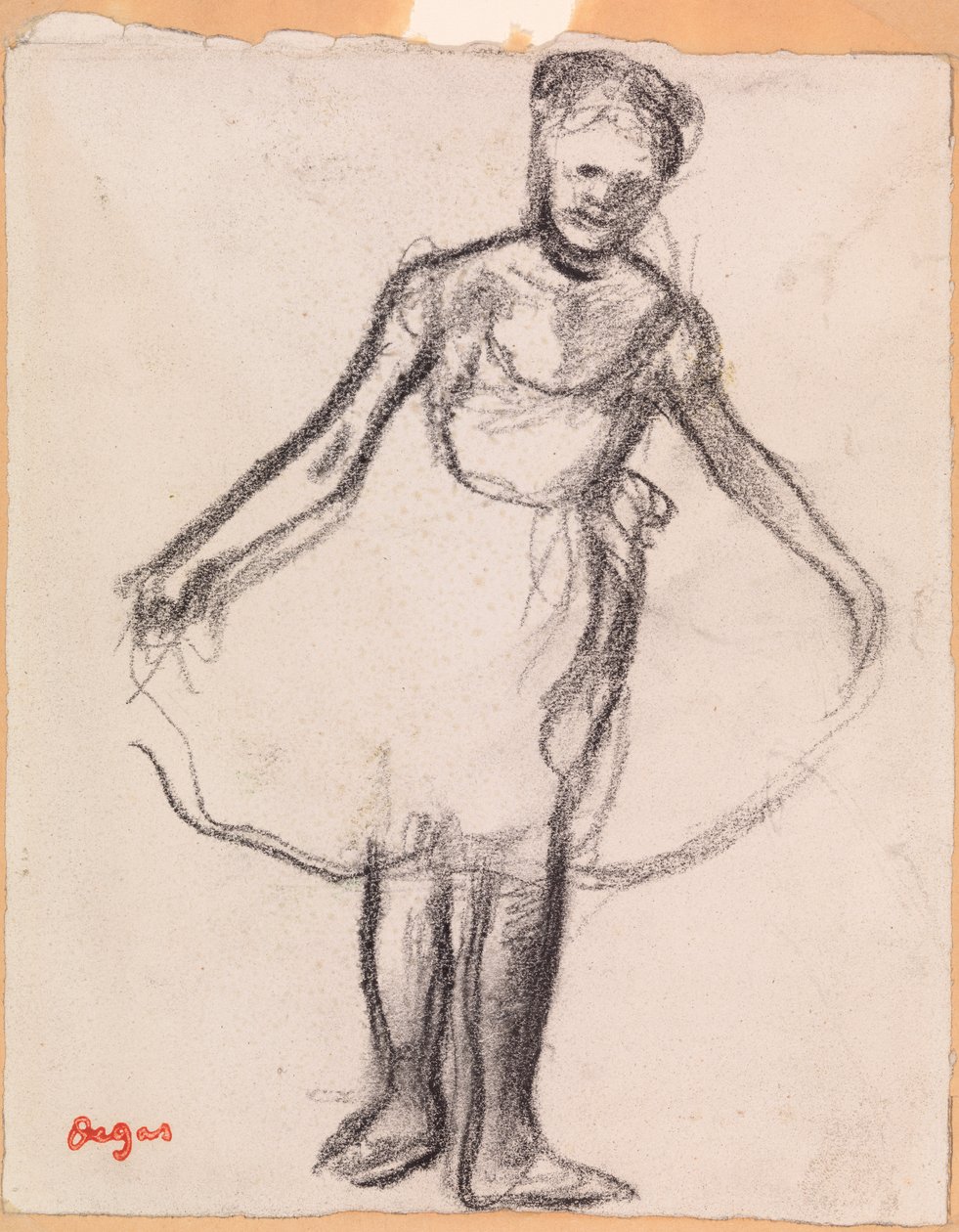 Stående Dansare Håller Tutu-kjol av Edgar Degas