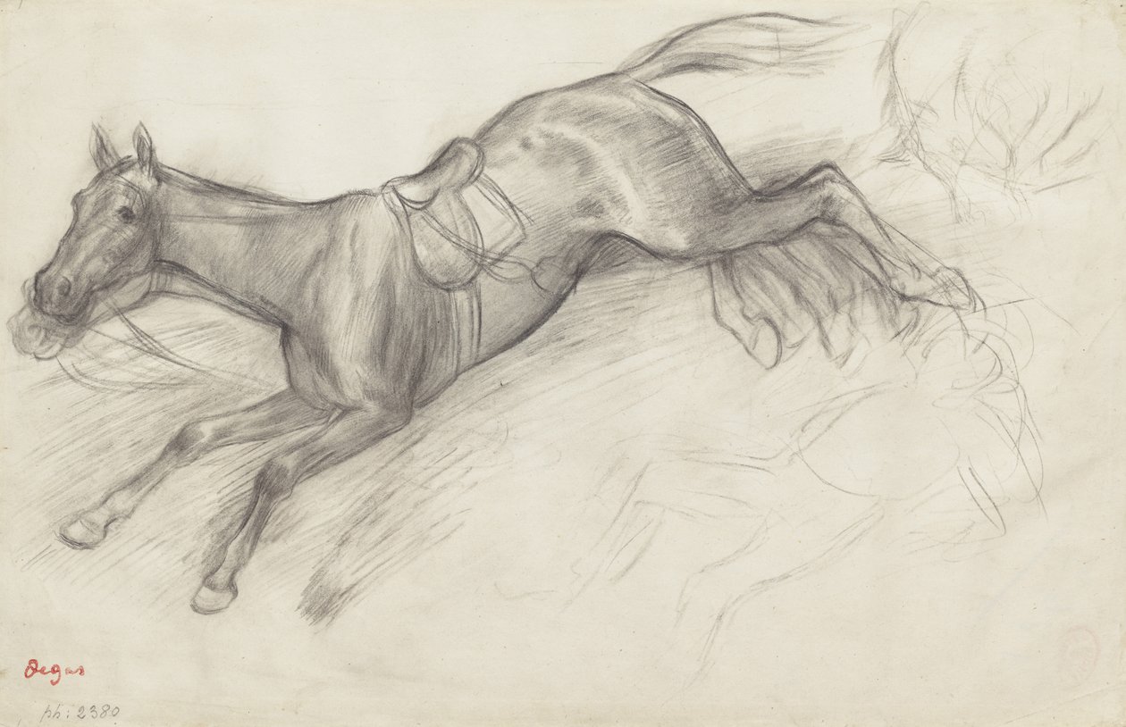 Studie för "Scene från hinderloppet: The Fallen Jockey", 1866 av Edgar Degas