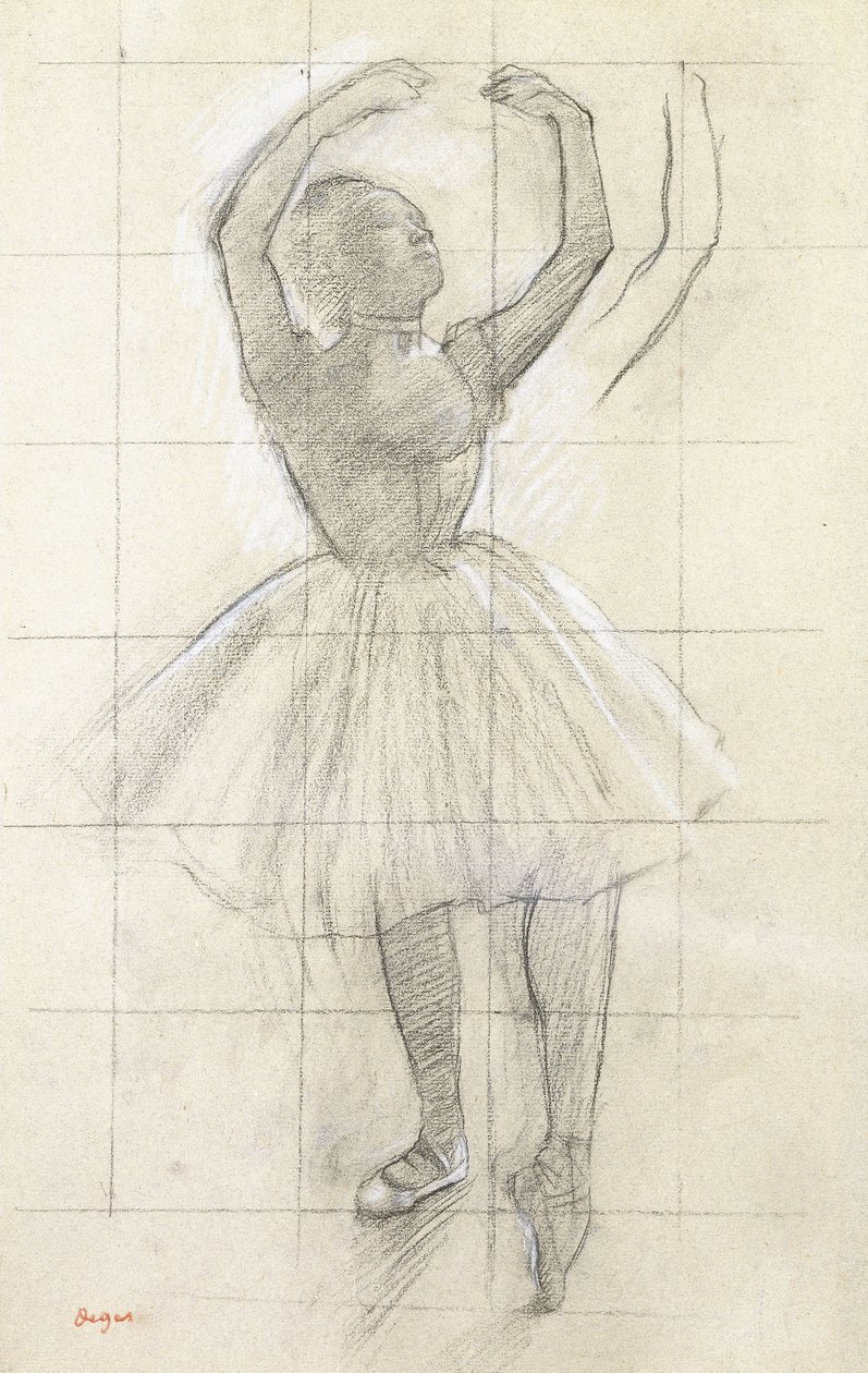 Studera för en dansare som poserar, från ett fotografi, c.1874 av Edgar Degas