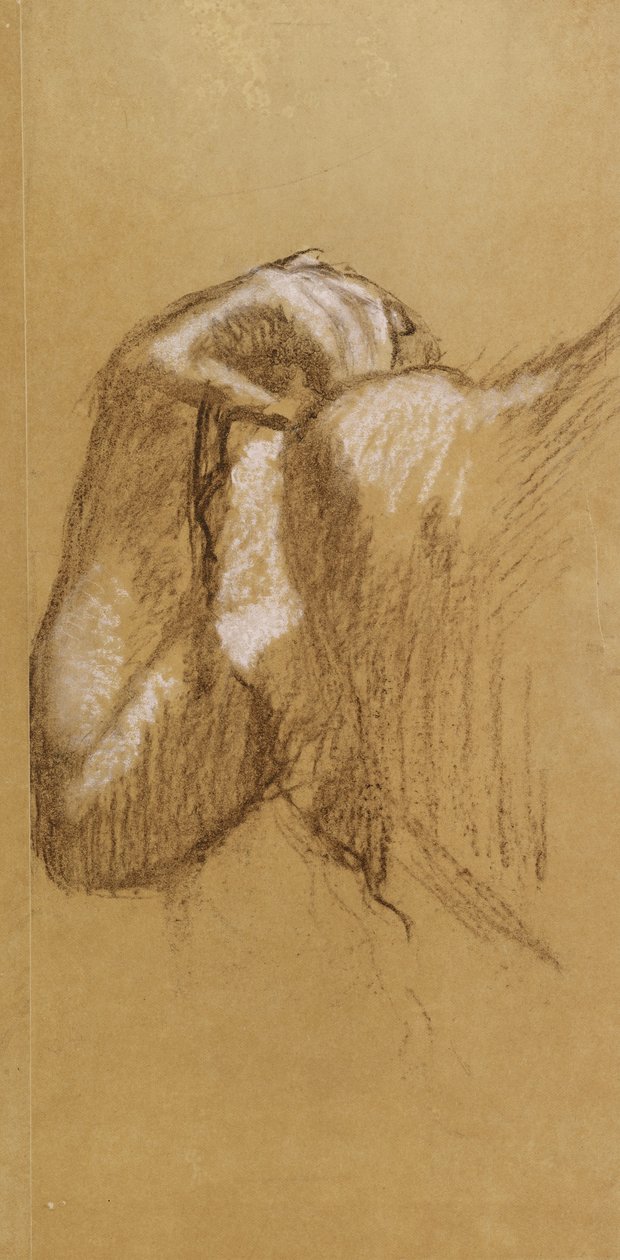 Study of an Arm, c.1895-90 (brun och vit pastell på brunaktigt kalkerpapper) av Edgar Degas