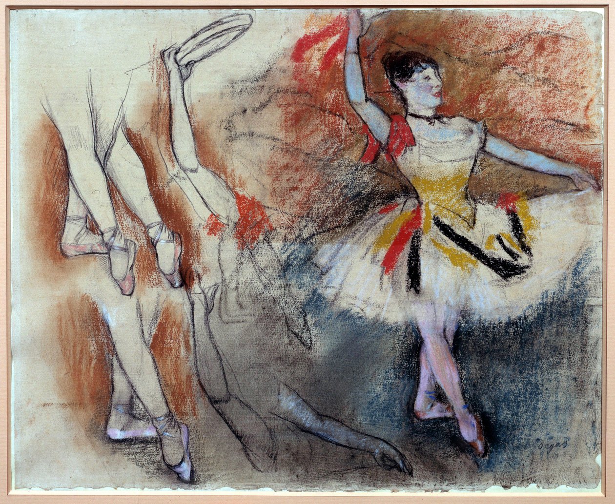 Tamburindansös Study med pastell och svart penna av Edgar Degas (1834-1917). 1882 Sön. 0,58x0,46 m Paris, musee d