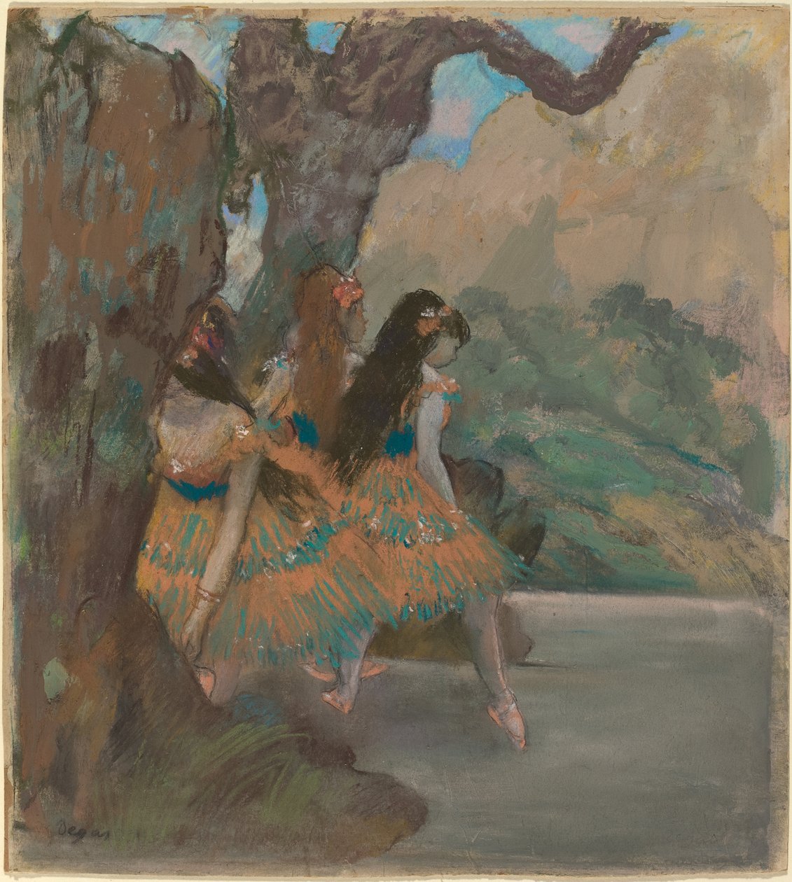 The Ballet Dancers, ca 1877 (pastell och gouache över monotypi) av Edgar Degas