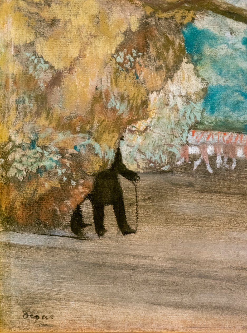 Gardinen (detalj). Omkring 1881. Pastell på kol och monotypi, fästen på kartong. av Edgar Degas