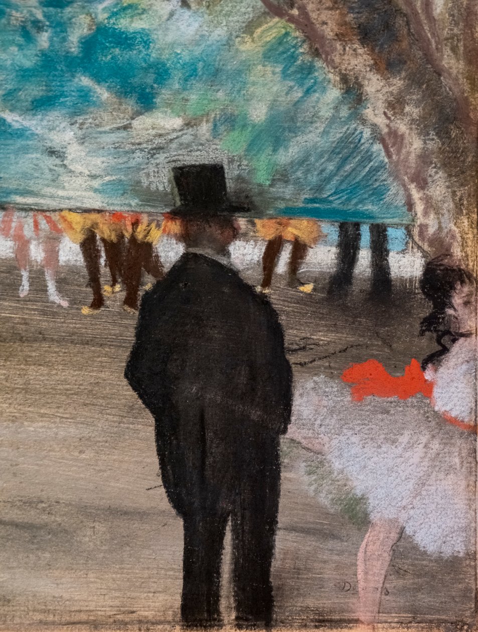 Gardinen (detalj). Omkring 1881. Pastell på kol och monotypi, fästen på kartong. av Edgar Degas