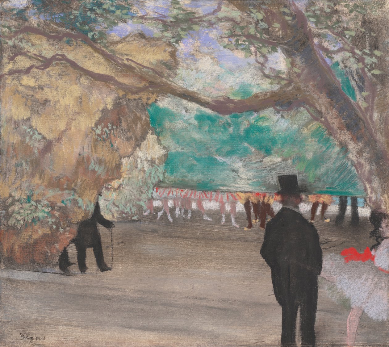 The Curtain, ca 1880 (pastell över kol på lagt papper monterat ombord) av Edgar Degas