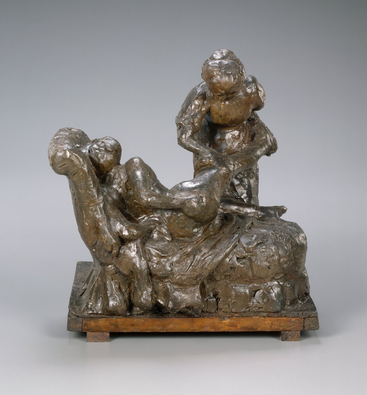 The Masseuse, Group, c.1895 (plastilin, metallarmatur, trä, kork, på träbas) av Edgar Degas
