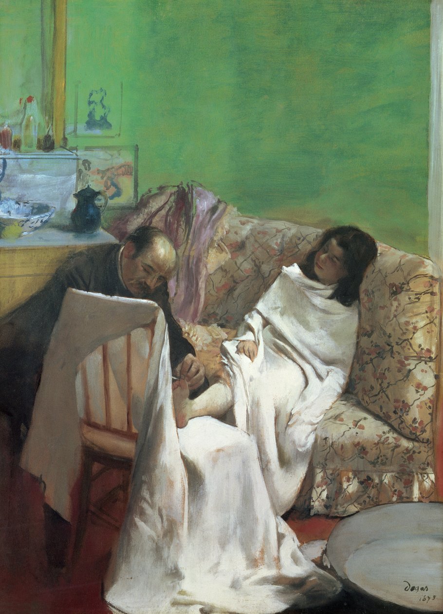 Pedikyren, 1873 (olja på papper på duk) av Edgar Degas