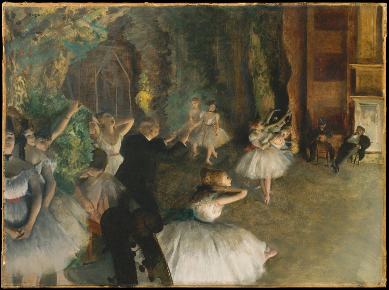 Repetitionen av baletten på scenen av Edgar Degas