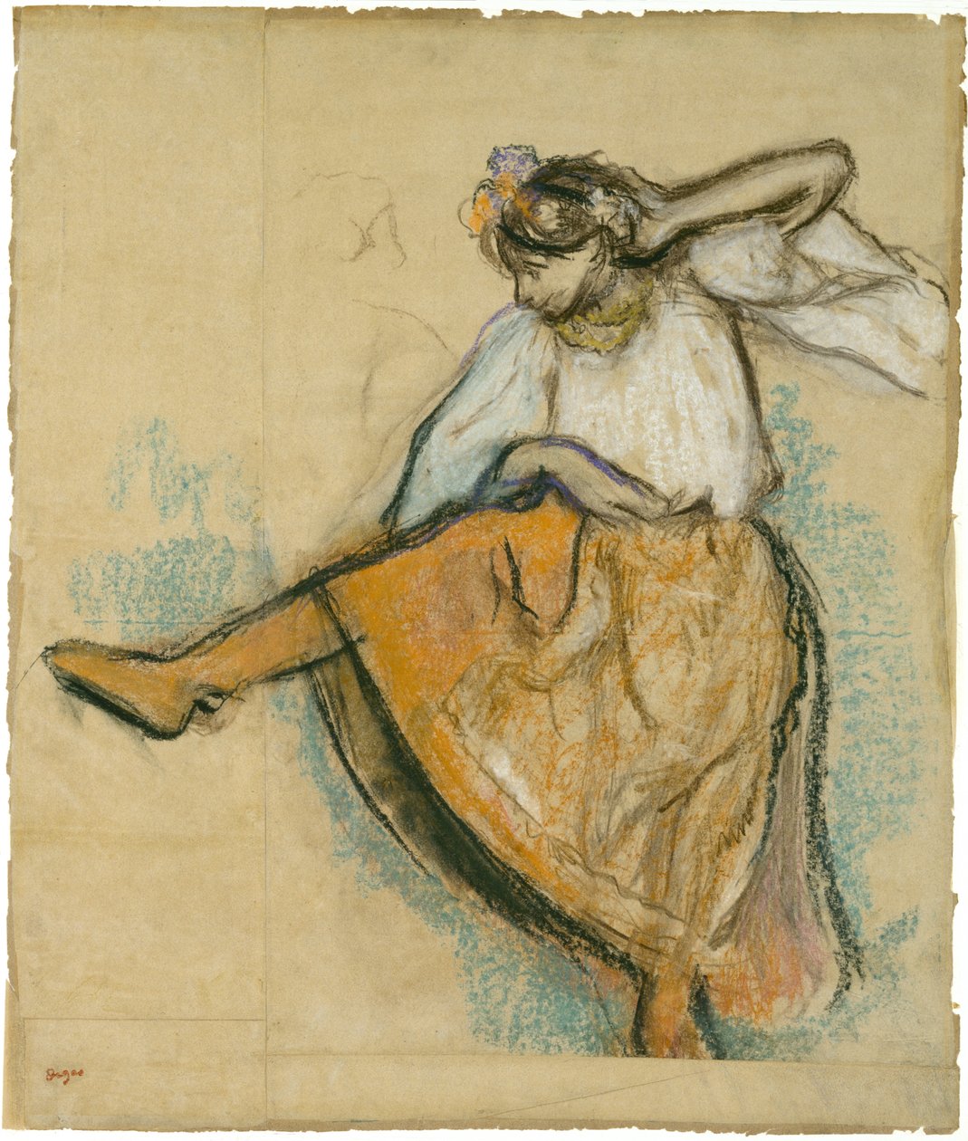 Den ryska dansaren, ca 1895 (pastell och kol på sammanfogat papper lagt ombord) av Edgar Degas