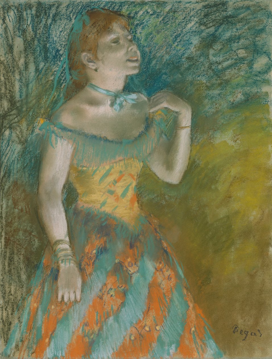 The Singer in Green, c.1884 (pastell på ljusblått papper) av Edgar Degas