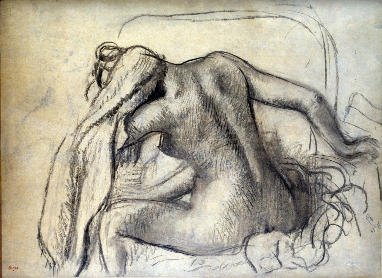 Toalettteckningen av Edgar Degas (1834-1917) 1800-talets Paris, Louvren av Edgar Degas