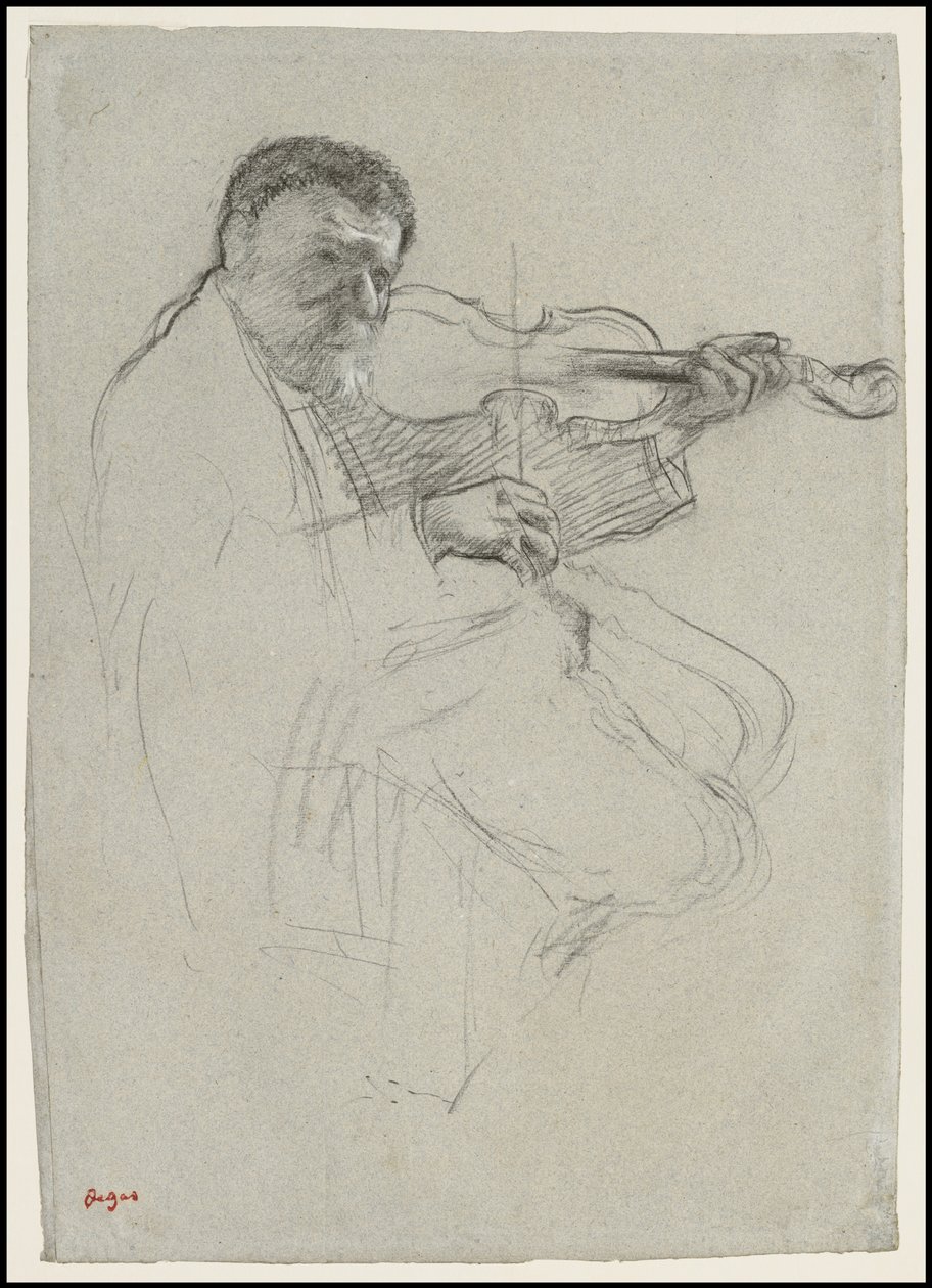 Violinisten, Studie för "Repetitionen", c.1879 av Edgar Degas