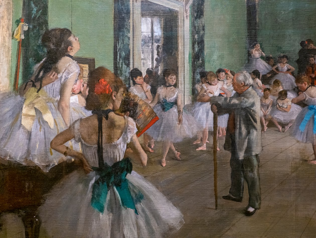 Dansklassen (detalj). Börjar 1873, slutar 1875-1876. Olja på duk. av Edgar Degas