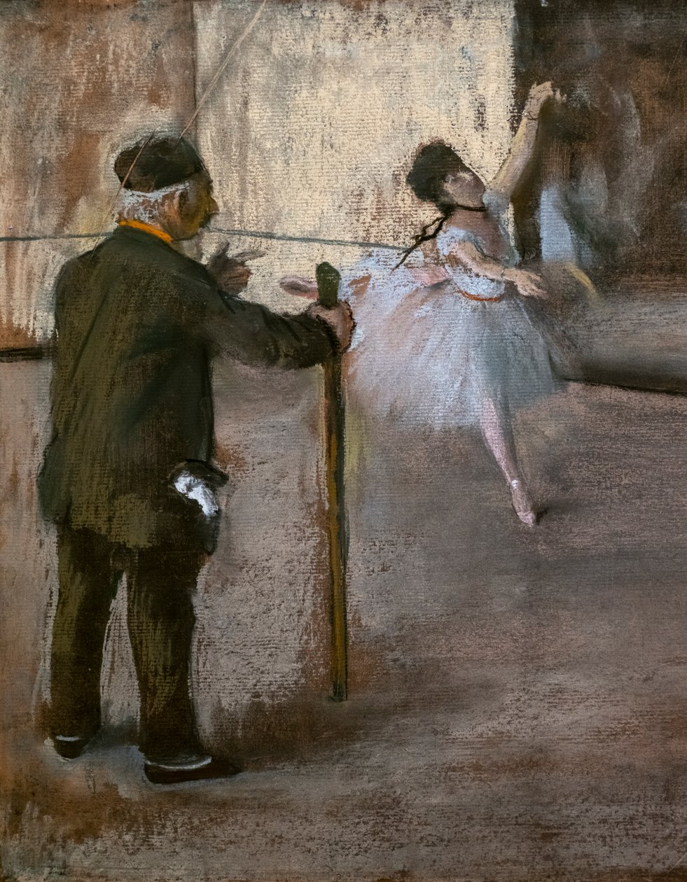 Danslektionen (detalj). Omkring 1876. Pastell på papper limmat på kartong. av Edgar Degas