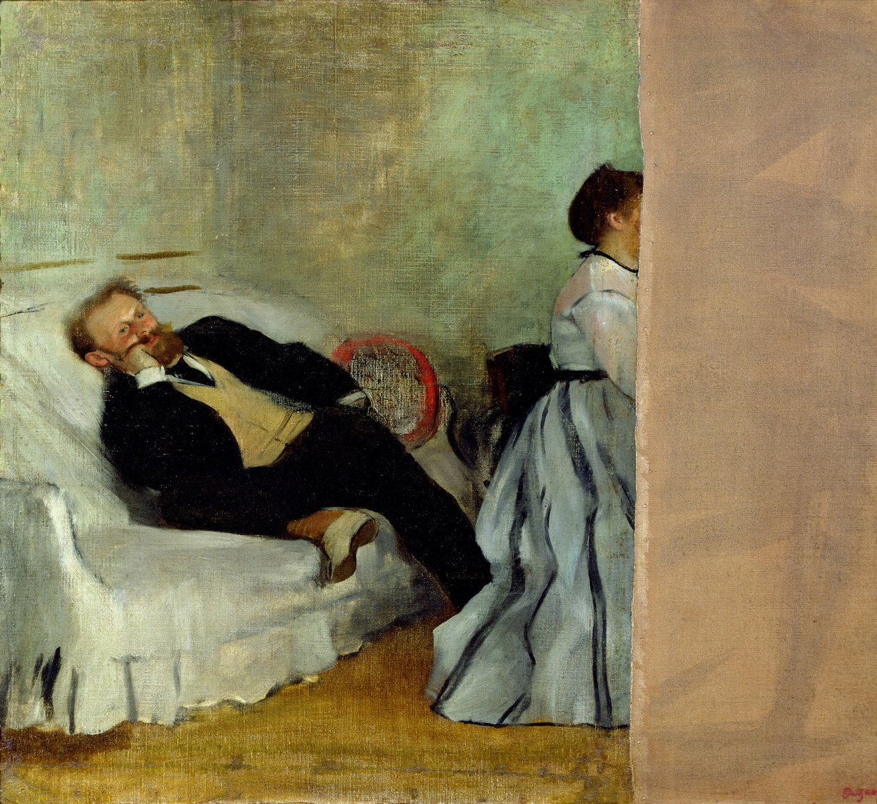 Målaren Edouard Manet med sin fru Suzanne av Edgar Degas