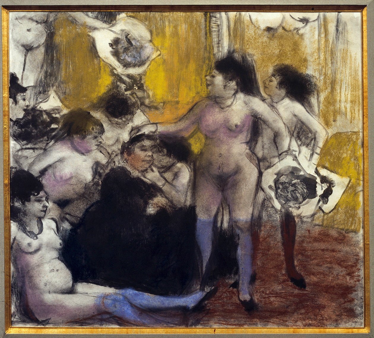 Partiet för beskyddare Maison stängs under en fest för att hedra en proxenete. Målning av Edgar Degas av Edgar Degas