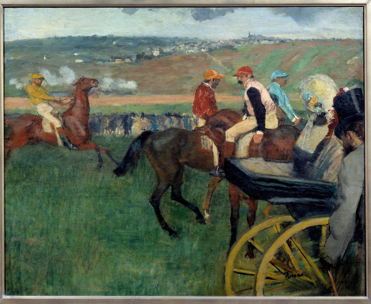 Racerbanan, amatörjockeys nära en bil Målning av Edgar Degas (1834-1917) 1876-1887 Sön. 0,66x0,81 m Paris, Musee d