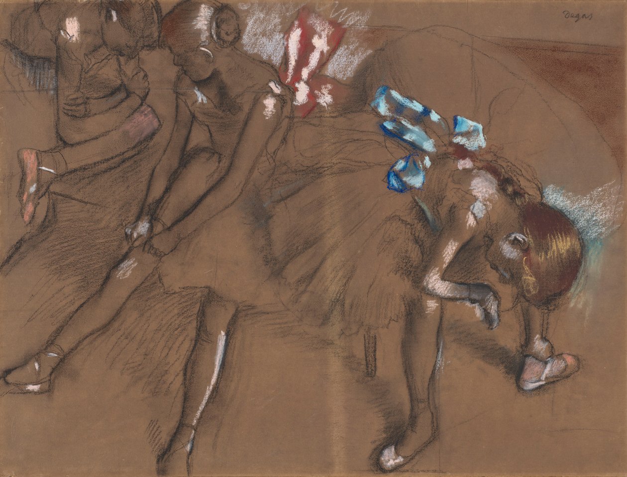 Tre dansare vilar, ca 1880 av Edgar Degas