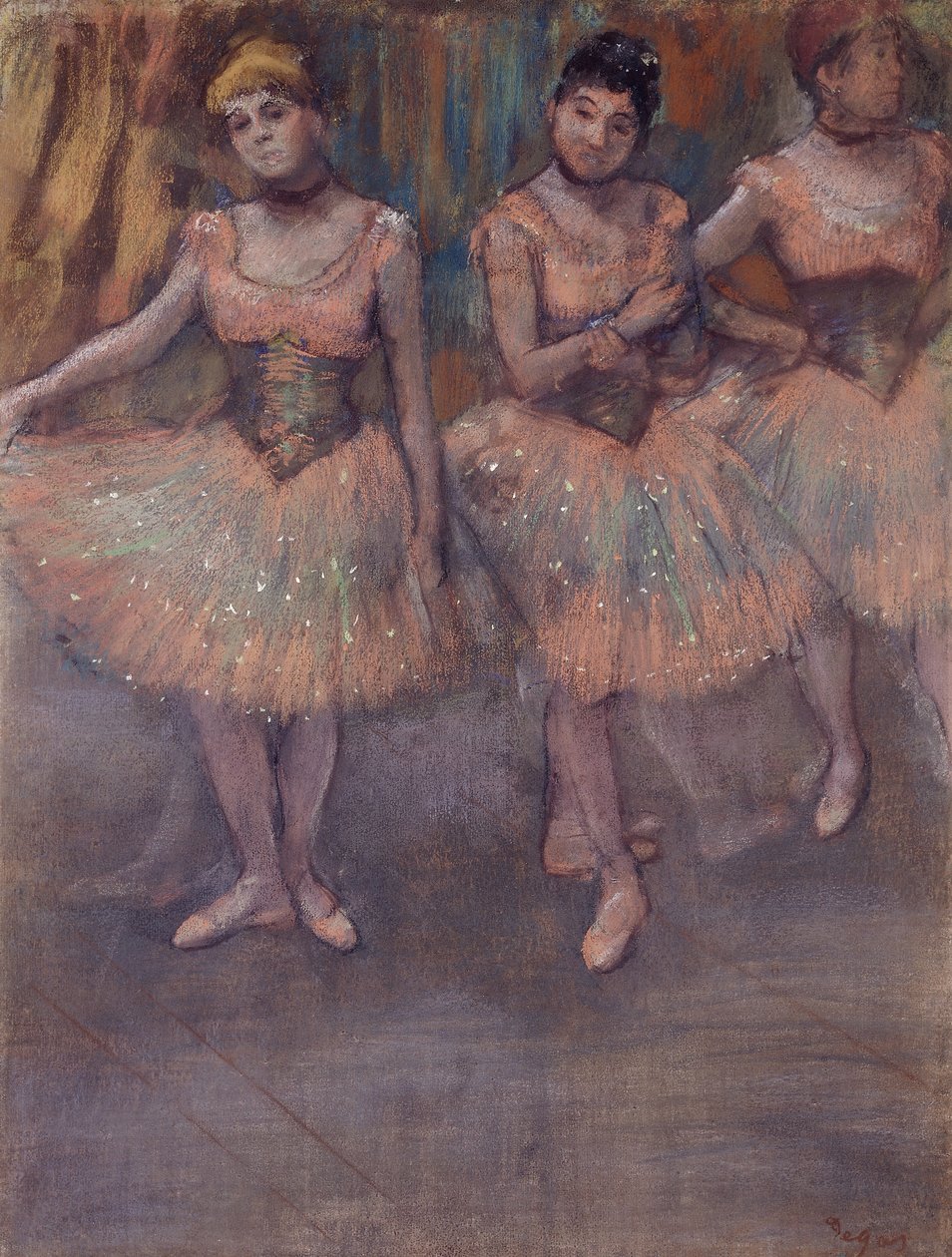 Tre dansare före träning, ca 1880 av Edgar Degas